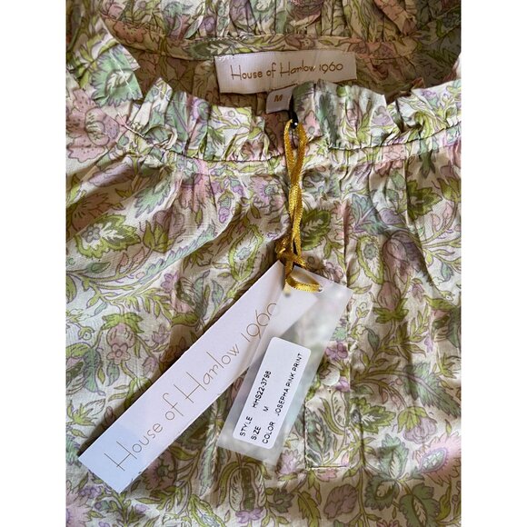 House Of Harlow 1960 Josepha Peasant Blouse Mock Neck Size M - Picture 5 of 8